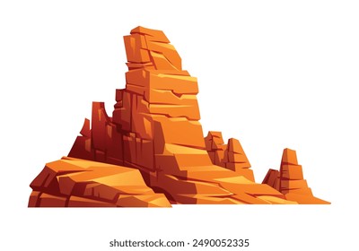 Canyon-Klippe mit scharfen Formationen. Wüste Fels, Hügel oder Berg Vektorgrafik Cartoon Illustration isoliert auf weißem Hintergrund