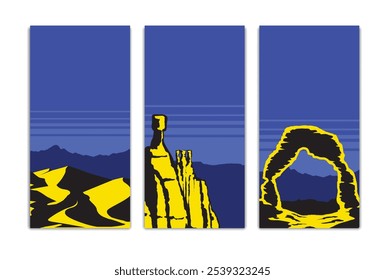 canyon desert background templates vertical banner vector