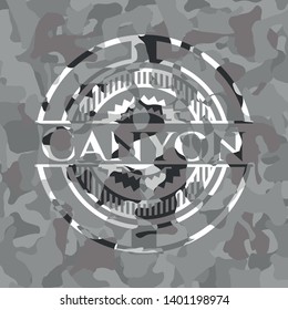 Canyon grey camouflage emblem. Vector Illustration.