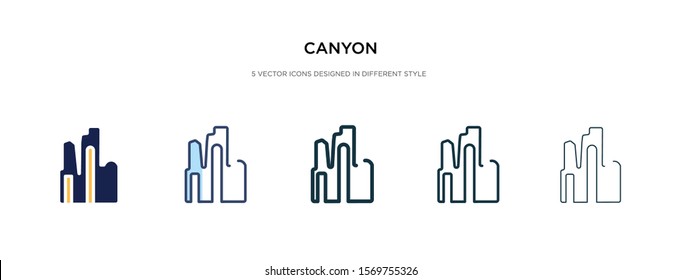 canyon icon in different style vector illustration. two colored and black canyon vector icons designed in filled, outline, line and stroke style can be used for web, mobile, ui