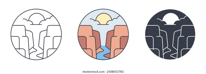 Canyon icon symbol vector illustration isolated on white background