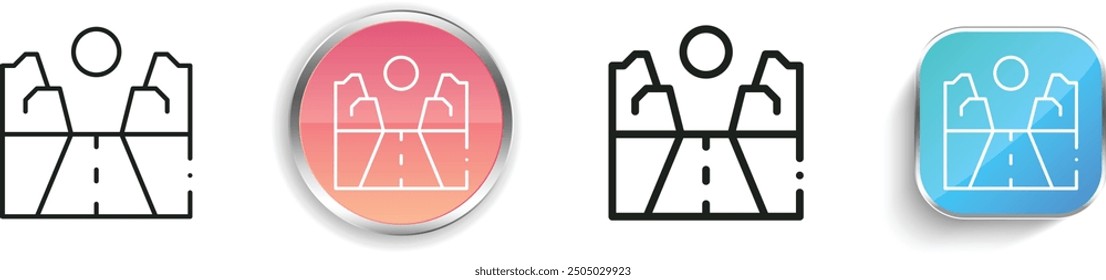 canyon icon. Thin Linear, Regular and Button Style Design Isolated On White Background