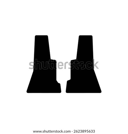 Canyon Icon with Two Wall Lines and Valley, Black Silhouette Natural Landscape Symbol