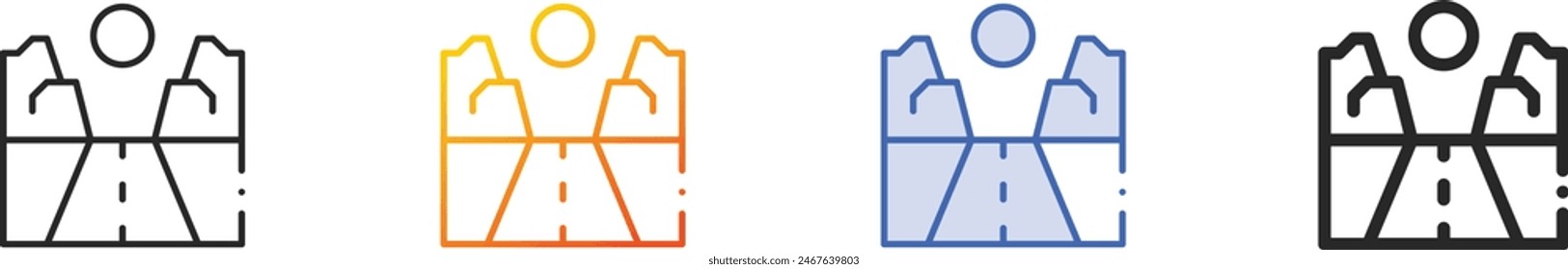 canyon icon.Thin Linear, Gradient, Blue Stroke and bold Style Design Isolated On White Background