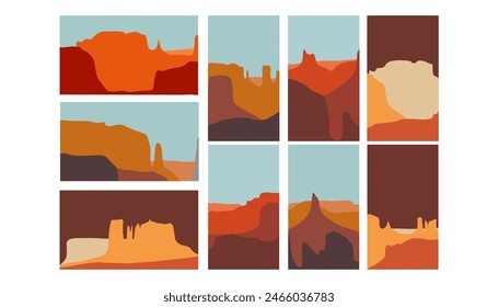 canyon illustration minimal wall decor arts design vector, modern art background, minimalist art, design for cover, poster, postcard, card, flyer, brochure, frame.