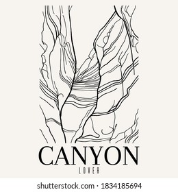 Canyon lover. Vector hand drawn illustration of canyon isolated. Creative artwork. Template for card, poster, banner, print for t-shirt, pin, badge, patch.