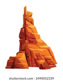 Canyon rock with detailed layers and formations. Desert cliff, hill or mountain vector cartoon illustration isolated on white background