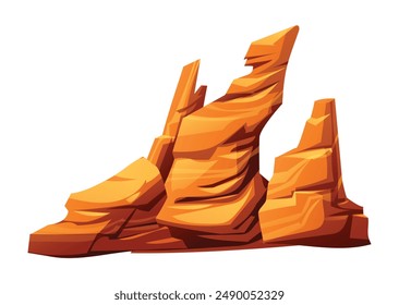 Canyon-Felsen mit scharfen Kanten und einzigartigen Formationen. Wüste Klippe, Hügel oder Berg Vektorgrafik Cartoon Illustration isoliert auf weißem Hintergrund