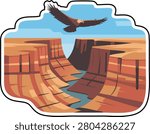 Canyon scene shows an eagle soaring above the landscape showcasing the vastness of nature