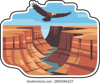 Canyon scene shows an eagle soaring above the landscape showcasing the vastness of nature