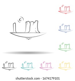 Canyon sun multi color set icon. Simple thin line, outline vector of landspace icons for ui and ux, website or mobile application