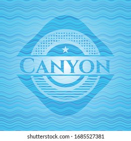 Canyon water representation badge background. Vector Illustration. Detailed.
