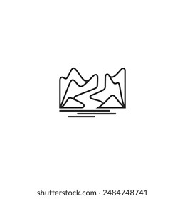 Canyon and waterfall logo simple line design