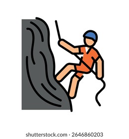 ícone de linha de cor canyoneering para projetos digitais e de impressão.  Ícones mínimos de limpeza para aplicativos e sites. Ícones simples modernos para UI UX e branding