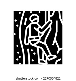 canyoning extreme sport glyph icon vector. canyoning extreme sport sign. isolated contour symbol black illustration