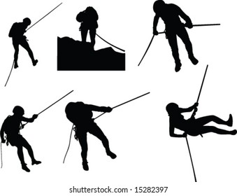 Canyoning silhouettes