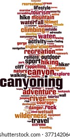 Canyoning word cloud concept. Vector illustration