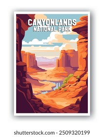 Canyonland, National Park Illustration Art. Travel Poster Wall Art. Minimalist Vector art
