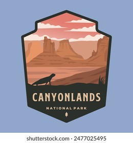 Canyonlands National Park Emblem Patch Logo Vektorillustration Design, Utah Wahrzeichen Aufkleber Stil