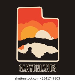 Canyonlands National Park Silhouette with Bold Sunset Colors Perfect for Print, apparel, etc