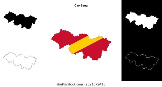 Cao Bang mapa de contorno em branco definido