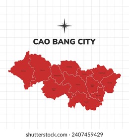 Cao Bang City map illustration. Map of the City in Vietnam