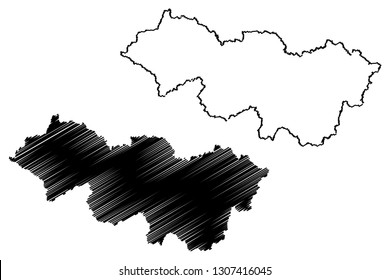 Cao Bang Province (Socialist Republic of Vietnam, Subdivisions of Vietnam) map vector illustration, scribble sketch Tinh Cao Bang map