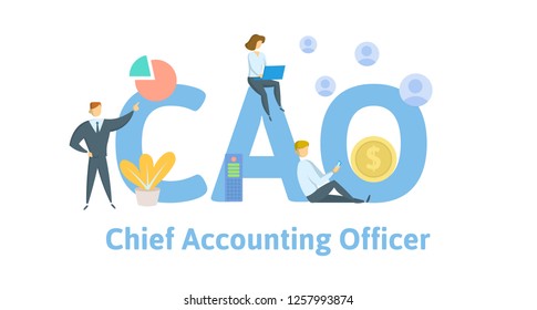 CAO, Chief Accounting Officer. Concept with keywords, letters, and icons. Colored flat vector illustration on white background.