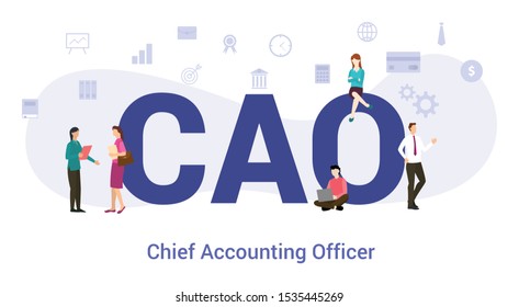 cao chief accounting officer concept with big word or text and team people with modern flat style - vector