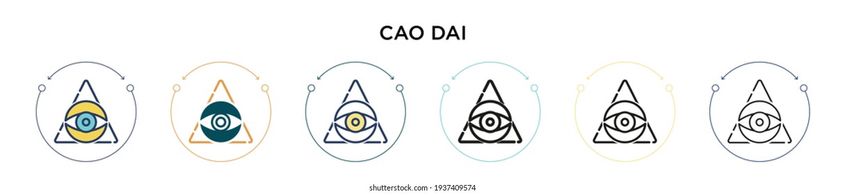 Cao dai icon in filled, thin line, outline and stroke style. Vector illustration of two colored and black cao dai vector icons designs can be used for mobile, ui, web