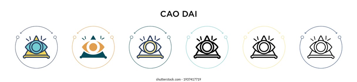 Cao dai icon in filled, thin line, outline and stroke style. Vector illustration of two colored and black cao dai vector icons designs can be used for mobile, ui, web