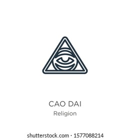 Cao dai icon. Thin linear cao dai outline icon isolated on white background from religion collection. Line vector sign, symbol for web and mobile