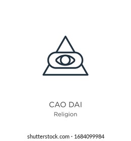 Cao dai icon. Thin linear cao dai outline icon isolated on white background from religion collection. Line vector sign, symbol for web and mobile