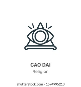 Cao dai outline vector icon. Thin line black cao dai icon, flat vector simple element illustration from editable religion concept isolated on white background