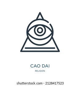 icono de la línea delgada cao dai. iconos religiosos, cristianos lineales del concepto religioso, signo de contorno aislado. Elemento de símbolo de ilustración vectorial para diseño web y aplicaciones.