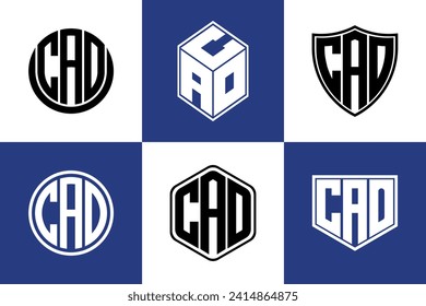 CAO initial letter geometric shape icon logo design vector. monogram, lettermark, circle, polygon, shield, symbol, emblem, elegant, abstract, wordmark, sign, art, typography, icon, geometric, shape