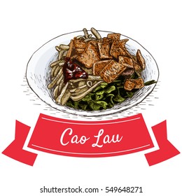 Cao Lau colorful illustration. Vector illustration of Vietnamese cuisine.