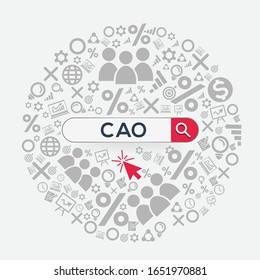 CAO mean (chief accounting officer) Word written in search bar ,Vector illustration.