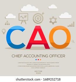  CAO mean (chief accounting officer) ,letters and icons,Vector illustration.