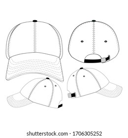 Cap baseball set vector illustration flat outline template