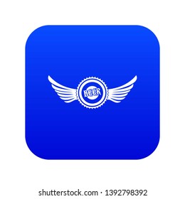 Cap beer icon blue vector isolated on white background