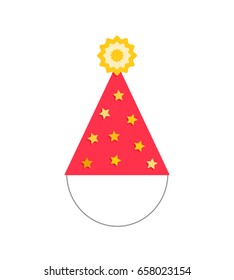 Cap for the birthday. Icon in a flat comic style isolated on a white background