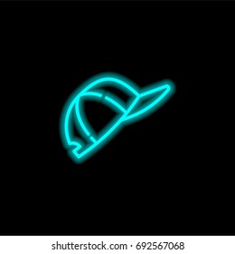 Cap blue glowing neon ui ux icon. Glowing sign logo vector