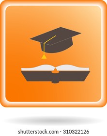  cap and  book,  education icon