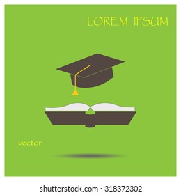 cap and book, education icon