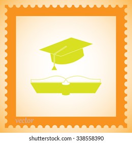 cap and book, education icon