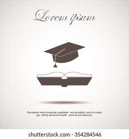 cap and book, education icon