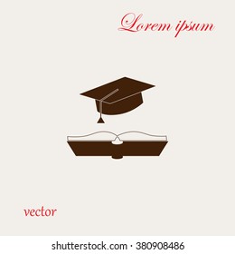 cap and book, education icon