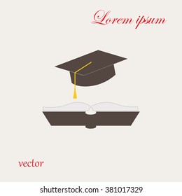 cap and book, education icon