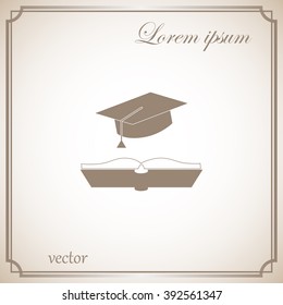 cap and book, education icon